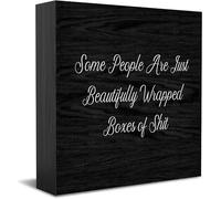 Feehiget Some People Are Just Splendidamente Wrapped Boxes Of Wood Box Sign Decor Desk Sign Rustic Home Shelf Wall Decoration Grad Gift 12,7 x 12,7 cm