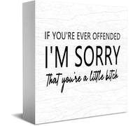Feehiget Targa in legno con scritta "If You'Re Ever Offended I'M Sorry You'Re A Little Home Office Decor, 12,7 x 12,7 cm