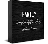 Feehiget Targa in legno con scritta in inglese "Every Family Has A Story", decorazione da scrivania per casa e ufficio, decorazione per mensole da tavolo, 12,7 x 12,7 cm