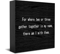 Feehiget Targa in legno con scritta in inglese "For Where Two Or Three Gather Together In My Name,There Am I With Them", decorazione da scrivania per casa e ufficio, decorazione per mensole da tavolo