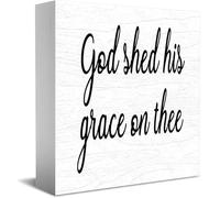 Feehiget Targa in legno con scritta in inglese "God Shed His Grace On Thee Home Office Decor, 12,7 x 12,7 cm