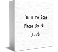 Feehiget Targa in legno con scritta in inglese "I'm in the zone please do not disturb", decorazione da scrivania per casa e ufficio, decorazione per mensole da tavolo, 12,7 x 12,7 cm