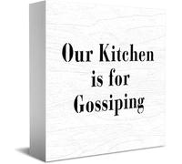 Feehiget Targa in legno con scritta "Our Kitchen Is For Gossiping Home Office Decor, 12,7 x 12,7 cm