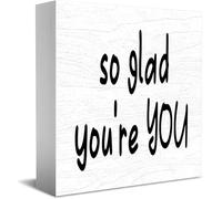 Feehiget Targa in legno con scritta "So Glad You You You Home Office Decor 12,7 x 12,7 cm