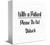 Feehiget Targa in legno con scritta "With A Patient Please Do Not Disturb", decorazione per casa e ufficio, 12,7 x 12,7 cm