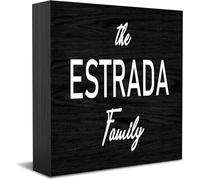 Feehiget The Eatrada Family Wood Box Sign Decor Desk Sign Rustic Home Shelf Wall Decoration Grad Gift 12,7 x 12,7 cm