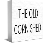 Feehiget The Old Corn Shed Home Office Decor scatola di legno cartello 12,7 x 12,7 cm