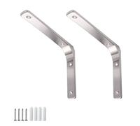 FEEIMOL 2 Pezzi Staffe per Mensole Pesanti Supporto Mensole L Forma 90 Gradi Angolare Staffa Mensola Muro Reggimensola con Viti per Scaffali Casa Cucina Ufficio Argento 15x12,5 cm