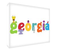 Feel Good Art Gallery - Scatola in tela con pannello frontale in tinta unita, con simpatiche illustrazioni e personalizzabile con nome della ragazza (20 x 30 x 4 cm, misura piccola, Lhv-Georgia)