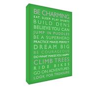 Feel Good Art Gallery - Tela con pannello frontale in tinta unita, 40 x 30 x 4 cm, medio, verde, regole per ragazzo)