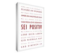 Feel Good Art Sois positive - Tela su cornice da parete, stile moderno, stile etnico, 40 x 30 cm, colore: Rosso/Bianco