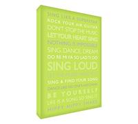 Feel Good Art-Tela con Gallery Wrapped con pannello frontale, 60 x 40 x 4 cm, misura grande, colore: verde Lime, Sing Loud)