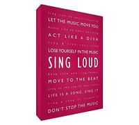 Feel Good Art-Tela con Gallery Wrapped, con pannello frontale e Inspirational Design moderno, ca. 30 x 20 x 4 cm, misura piccola, colore: rosa, motivo: Sing Loud