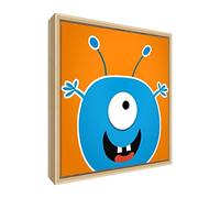 Feel Good Art - Tela ecologica con cornice in legno naturale (55 x 55 x 3 cm, grande, arancione, Clyde il ciclope Monster)