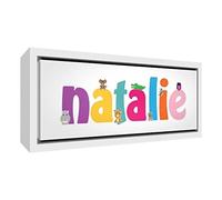 Feel Good Art - Tela incorniciata con cornice in legno naturale massiccio, motivo illustrazione con nome della ragazza (19 x 46 x 3 cm, piccola, Emma)