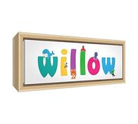 Feel Good Art - Tela incorniciata con cornice in legno naturale massiccio, motivo illustrazione con nome della ragazza, 25 x 63 x 3 cm, medio, salice