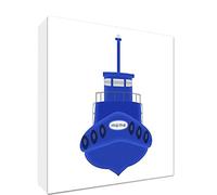 Feel Good Art tela su quadro con Front solido in stile di illustrazione moderna barca rimorchiare Blu/Bianco 10,5 x 14,8 x 2 cm piccolo