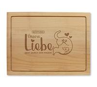 Feel Green Tagliere in legno con incisione - Il nostro amore passa attraverso lo stomaco, ca. 40 x 30 x 2 cm, Made in Austria, idea regalo sostenibile