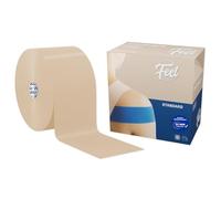 FEEL - Nastro kinesiologico di alta qualità, 10 cm x 32 m, delicato sulla pelle e resistente fino a 6 giorni sulla pelle, impermeabile e elastico al 180% (10 cm x 32 m, beige)