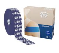 FEEL Nastro kinesiologico di alta qualità, universale, 5 cm x 5 m, delicato sulla pelle e resistente fino a 6 giorni sulla pelle, impermeabile e elastico al 180% (logo blu navy)