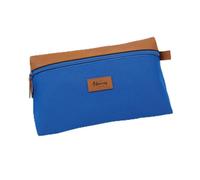 Feel Natural Astuccio da bagno da uomo (25 x 14 x 11) - Harvey Collection - similpelle e cotone (blu e marrone)