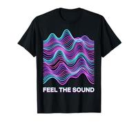 Feel The Sound Retro Wave 90s Design Grafico Astratto Maglietta