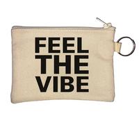 Feel The Vibe - Portamonete con portachiavi, colore: Beige