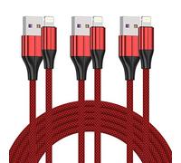 FEEL2NICE Cavo Lightning certificato MFi, confezione da 3 cavi di ricarica per iPhone da 0,9 m e sincronizzazione dati, cavo in nylon intrecciato veloce da 9 m, compatibile con iPhone Xs max/xr/x/8/8