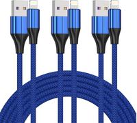 FEEL2NICE Cavo Lightning certificato MFi, confezione da 3 cavi di ricarica per iPhone da 1 m e sincronizzazione dati, in nylon intrecciato, compatibile