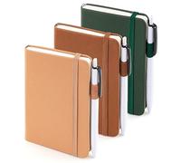 feela Mini taccuino tascabile, piccolo blocco note a righe universitario con 3 penne nere, 8,9 x 14 cm, confezione da 3, A6, colori vintage