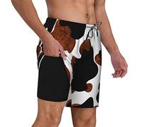 feelacle Costume da bagno da uomo, 20 cm, con fodera a compressione e tasche, Pelle bovina con stampa mucca, XXX-Large