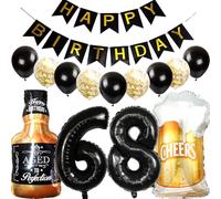 Feelairy Palloncini Compleanno 68 anni Uomo Donna, Foil Palloncini Birra Compleanno 68 anni Addobbi Palloncini Bottiglia di Vino Decorazione per 68 anni Decorazione Festa di Compleanno