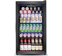 Feelfunn - Frigorifero per frigorifero, 126 lattine, mini porta in vetro per bibite, birra, vino, frigorifero per bevande non incassato per casa, ufficio, bar, 4 ripiani regolabili, 3,2 piedi