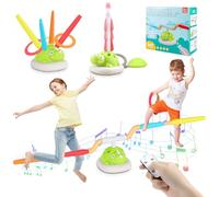 Feelhap 3 in 1 Giochi da Esterno per Bambini,Salta con Musica,Razzo Spaziale Giocattolo e Gioco Lancio Anelli, Giochi da Interno ed Esterno con Telecomando,Giochi per Bambini 3 ai 9 Anni (Dinosauro)