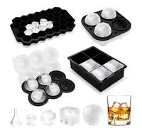 Feelhap 4 Pezzi Cubetti Ghiaccio Silicone, Ghiaccio Stampo Silicone con Coperchio, Stampi Ghiaccio silicone, Stampo Ghiaccio Grande con Imbuto, stampi Ghiaccio Riutilizzabili Forme per ghiaccio Grandi
