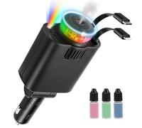 Feelhap 5 in 1 Accendisigari USB C Retrattile, Caricabatteria da Auto | Caricatore Auto USB C 66W con Diffusore di Fragranza e Luce Stellata,Accessorio Auto Rapido per iPhone 16 15 14 13 12,Android