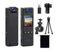Feelhap Bodycam 1080P HD,Body Cam Portatile con Audio e Video,Obiettivo Rotante a 180° & 120° Ampio Angolo Mini Videocamera Visione Notturna,Mini Telecamera Polizia Telecamera Portatile per Biciclette