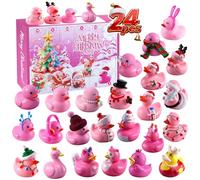 Feelhap Calendario dell'Avvento 2026, Conto alla Rovescia di Natale di 24 Giorni con 24 Anatre di Gomma di Natale Giocattoli da Bagno a Forma di Paperella, Regalo Natalizia per Bambini e Bambine (B)