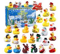Feelhap Calendario dell'Avvento 2026, Conto alla Rovescia di Natale di 24 Giorni con 24 Anatre di Gomma di Natale Giocattoli da Bagno a Forma di Paperella, Regalo Natalizia per Bambini e Bambine (A)