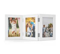 Feelhap Cornice Portafoto Pieghevole Cornici Triple in Legno Cornici per 3 Foto Collage Cornice per Famiglia Cornice Foto Multiple Cornice da Tavolo Memoriale Cornice per Regalo di Nozze (13 x 18 cm)