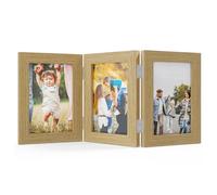 Feelhap Cornice Portafoto Pieghevole Cornici Triple in Legno Cornici per 3 Foto Collage Cornice per Famiglia Cornice Foto Multiple Cornice da Tavolo Memoriale Cornice per Regalo di Nozze (10 x 15 cm)