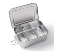 Feelhap Lunch Box in Acciaio Inox,Bento Box Porta Merenda Porta Pranzo in Metallo Con 2 Partizione Rimovibile,Contenitore Ermetico per Alimenti Scatola per Il Pranzo Adatta A Bambini e Adulti - 800ml