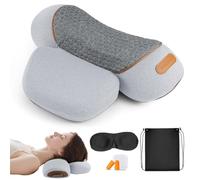 Feelhap Massaggiatore 3 in 1 per il Collo Cervicale,Cuscino Massaggiatore Cervicale Elettrico Riscaldante,Massaggio Profondo e Rilassamento con Calore e Trazione per Aiutare a Dormire (Grigio Chiaro)
