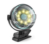 Feelhap Ventilatore Portatile con Clip, 12000mAh Mini Ventilatore USB con Telecomando, Ventilatore Portatile Silenzioso a 5 Velocità con Timer e Luci LED, Ventilatore da Tavolo con Rotazione di 360°