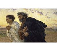 Feeling at home Immagine su tela arrotolata Discepoli Pietro e Giovanni che corrono al sepolcro Mattina della Resurrezione Burnand Eugene - Figurativo orizzontale Stampa artistica figura 17_X_29_in