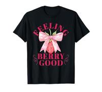 Feeling Berry Good, graziosa Stampa Casual con Fragole da Giardino Maglietta