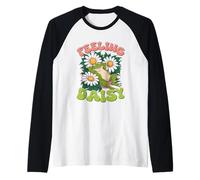 Feeling Daisy - Vibrazioni retrò a Forma di Rana e Fiore Maglia con Maniche Raglan
