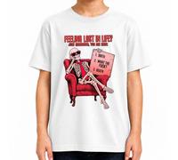 Feeling Lost In Life - Maglietta per bambini con scheletro, colore nero | divertente, sarcasmo, teschio, cinismo, crisi, ironia, occhiali da sole, cravatta, poltrona, retrò, compleanno, divertimento