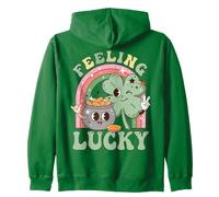 Feeling Lucky Four Leaf Clover Irish Luck Humor Felpa con Cappuccio