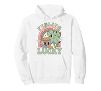 Feeling Lucky Four Leaf Clover Irish Luck Humor Felpa con Cappuccio
